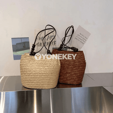 Aýal-gyzlar üçin saman örülen egin sumkasy, giň göwrümli tomus modeli