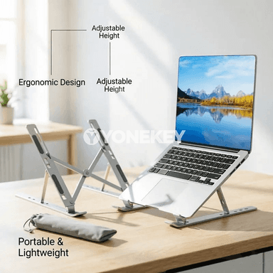 Göwnejaý sazlanylýan laptop stendi, birnäçe burçly, metal