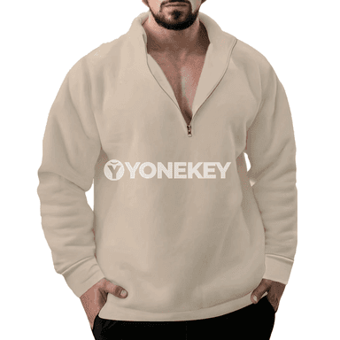 Erkekler üçin fermuarly dik ýaka sport hoodie jaket