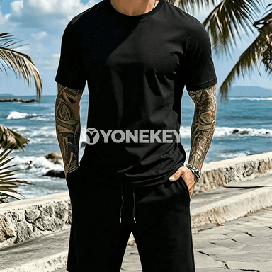 Erkekler üçin tomuslyk sport toplum, dem alýan futbolka we şortik