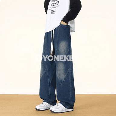 Erkekler üçin rahat göni denim jeans balaklar, gündelik stil