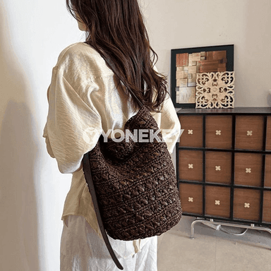Zenanlar üçin giň göwrümli hasyr sumka, egin we crossbody görnüşinde
