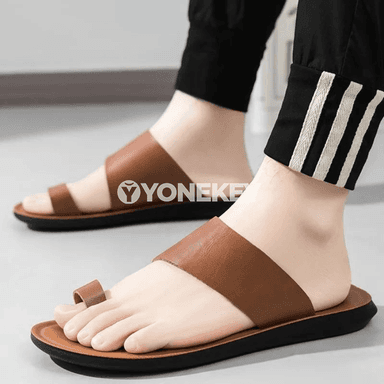 Erkekler üçin amatly deri şypbyklar, süýşmeýän tomus modeli