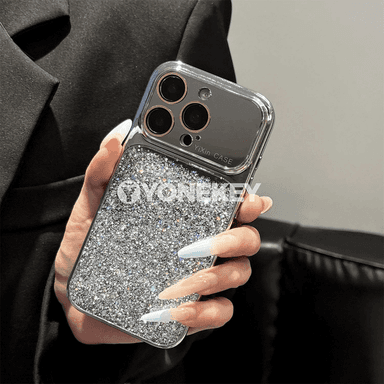 iPhone 13–17 Pro Max üçin parlaýan metal görnüşli goraýjy gapak