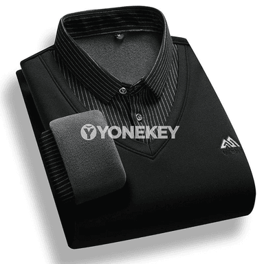 Erkekler üçin ýyly fleece polo boýunly köýnek, gyşky göni model