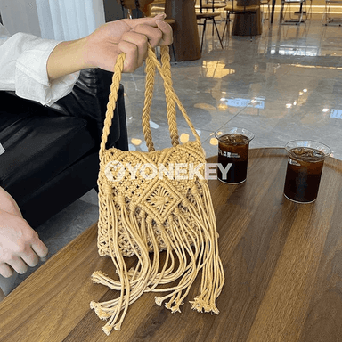 Aýallar üçin dokalan egin sumkasy, saçakly boho crossbody