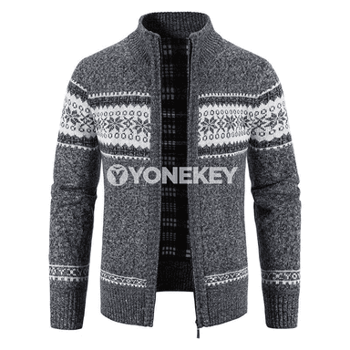 Erkekler üçin ýyly fleece kardigan, işewür-kasual gyş switer penjek