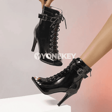 Zenanlar üçin ýokary ökjeli açyk burunly gladiator sandal-ädikler