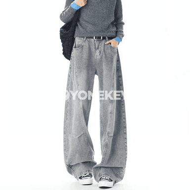 Erkekler üçin giň balak, vintage denim, giň paçaly, gündelik stil