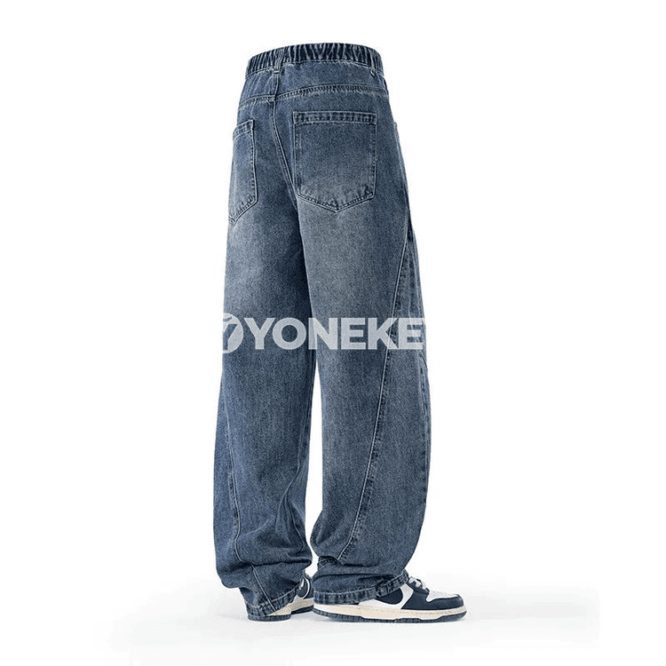 Erkekler üçin giň kesel denim balak — gündelik retro stil