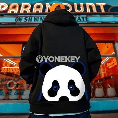 Uly ululyk panda görnüşli rahat hudi, M-8XL, erkekler üçin