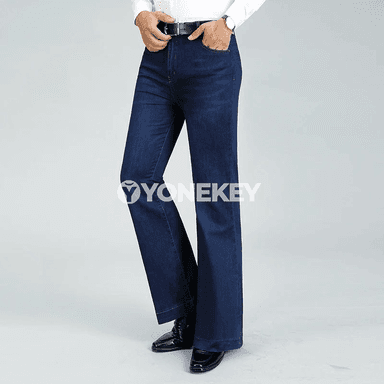 Erkekler üçin döwrebap giň balakly bootcut jinsiler, ähli möwsüm üçin