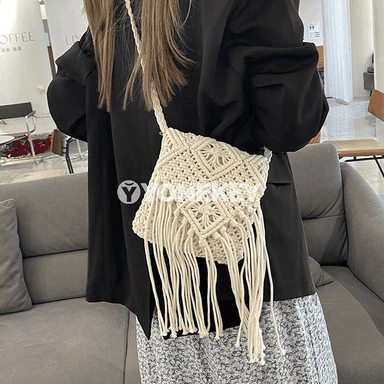Aýallar üçin dokalan egin sumkasy, saçakly boho crossbody