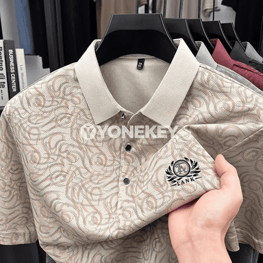 Erkekler üçin ýeňil, dem alýan çaply polo köýnek, ýaz-tomus
