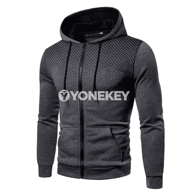 Erkekler üçin ýyly fleece sport kostýumy, fermuarly, sapakly