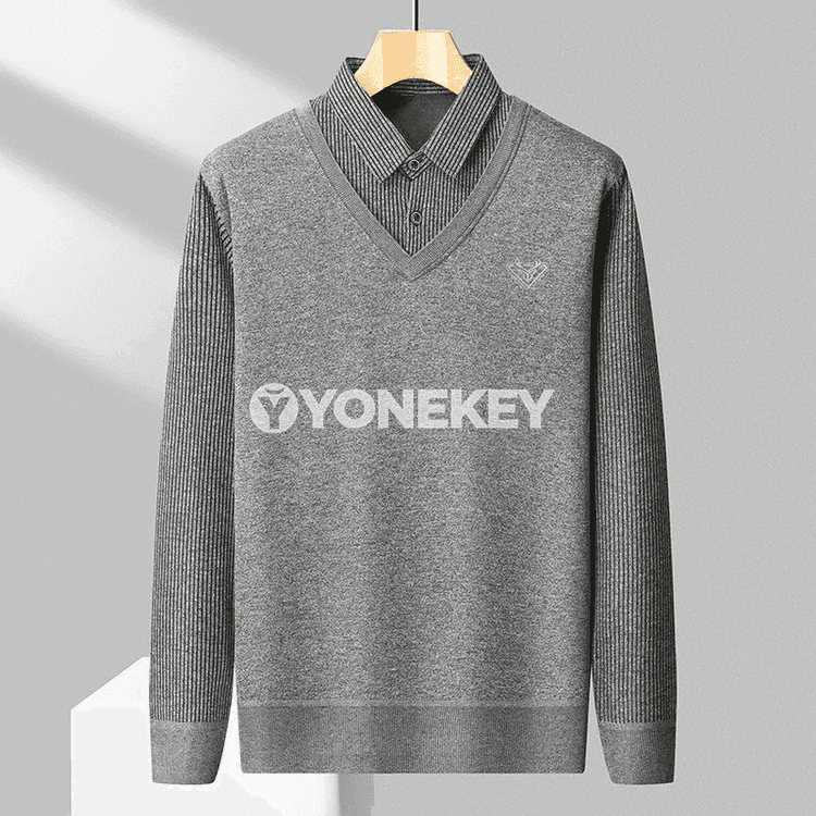 Erkekler üçin ýyly fleece polo switer, güýz-gyş üçin