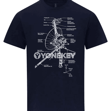 Voyager Space Probe erkek futbolkasy, NASA stilindäki gysga ýeňli