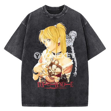 Death Note anime köýnek, uniseks, vintage washed, pagta, şäher stili