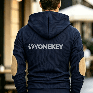 Erkekler üçin vintage jacquard Henley kapüşonly ýyly köýnek