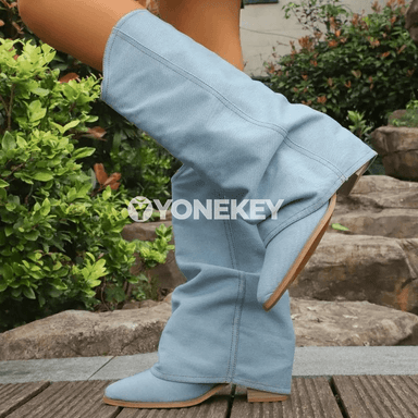 Aýal-gyzlar üçin modern ökjeli ankle ädikler, ýiti burunly, denim görnüş
