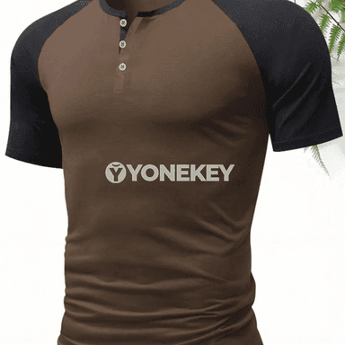 Erkekler üçin Henley futbolka, ýeňil, dem alýan, gündelik stil