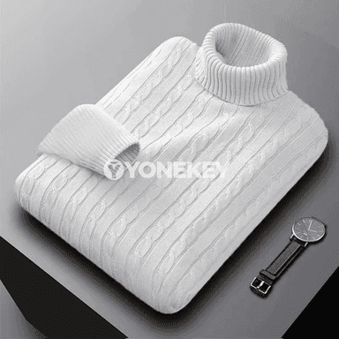 Erkekler üçin ýyly balakly gök boýun switeri, gyş üçin
