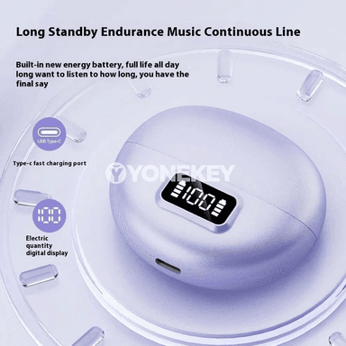 S19 Bluetooth simsiz nauşnikler, LED görkeziji we mikrofonly