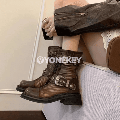 Zenanlar üçin ýeňil mesh güýz-güýzlük ankle ädikler, gapdal fermuarly