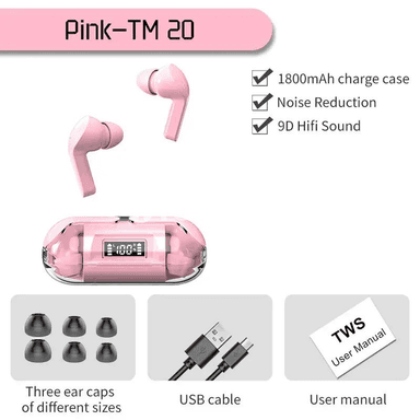 TM20 TWS Bluetooth 5.3 simsiz nauşnik, LED displeýli