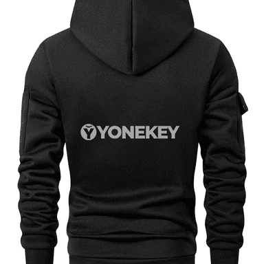 Erkekler üçin ýyly kapýuşonly fermuarly sport sweatshirt, dürli reňkli