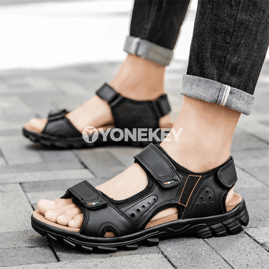 Erkekler üçin hakyky deriden ýaz sandal we plýaž köwüşleri