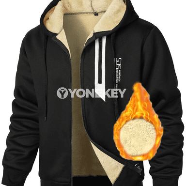 Erkekler üçin gyş ýumşak fleece zipli kapýuşonly kurtka