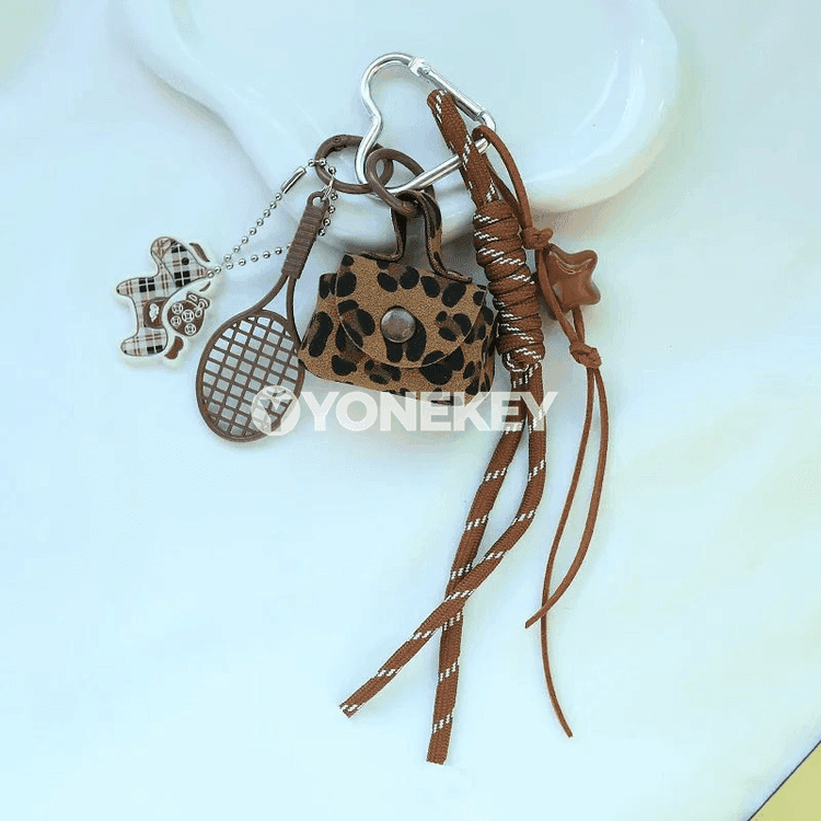 Açar dakylýan mini sumkajyk, leopardly bezeg aksessuary