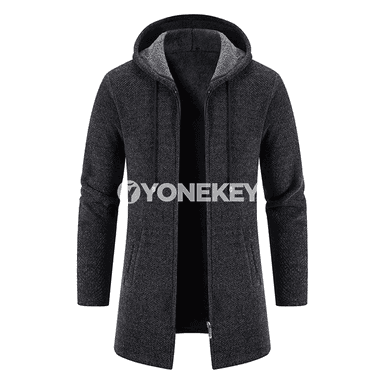 Erkekleriň gyş köýnek-paltosy, ýyly kapşonly fermuarly penjek
