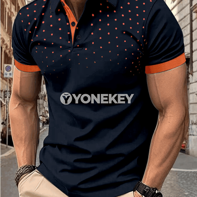 Erkekler üçin 3D çaply ýarym ýeňli polo köýnek