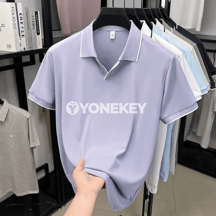 Erkekler üçin ýeňil, dem alýan polo köýnek, tomuslyk rahat stil