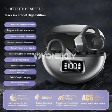 S19 Bluetooth simsiz nauşnikler, LED görkeziji we mikrofonly