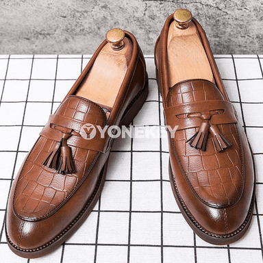 Erkekler üçin klassik slip-on deri loafer köwüşler