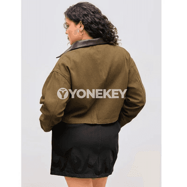 Zenanlar üçin uly ölçegli döwrebap köýnekçeli kurtka, retro stil