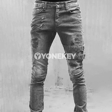 Erkekler üçin giň kesimli düz jeans, gündelik uzyn balak
