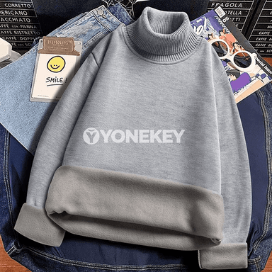 Erkekler üçin ýyly turtlenek pulower, ýumşak içki gatlakly gündelik model