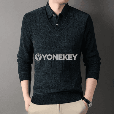 Gyşky erkekler üçin ýyly fleece switer, ýokary boýunly, uzyn ýeňli