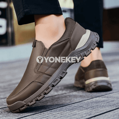 Erkekler üçin güýz deri slip-on köwüşler, gündelik we rahat