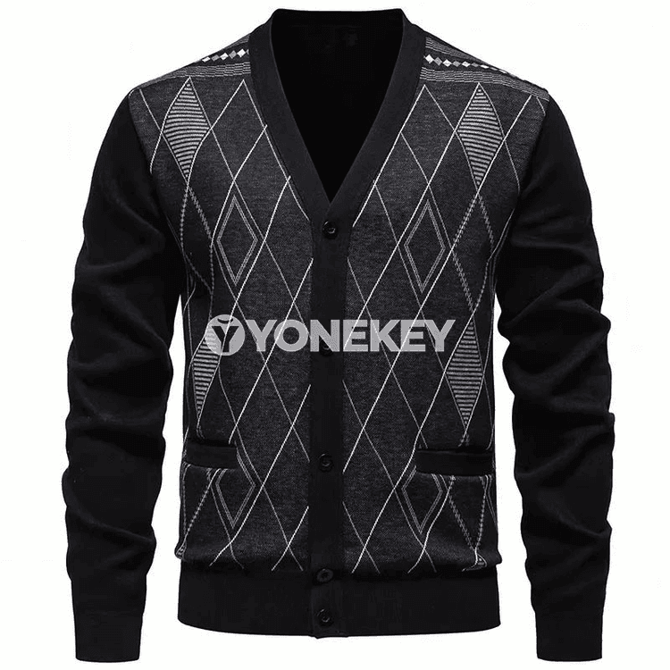 Erkekler üçin düwmejikli ýyly cardigan switer