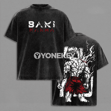 Baki anime futbolka, oversize, 100% pagta, gysga ýeňli
