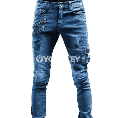 Erkekler üçin giň kesimli düz jeans, gündelik uzyn balak