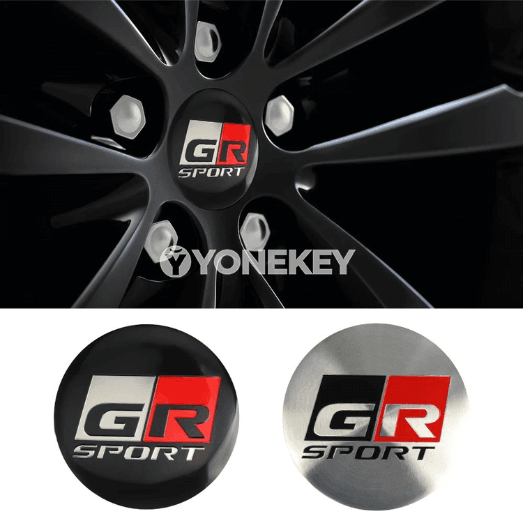 Toyota GR üçin 56 mm tigir merkezi emblemaly gapak stikeri, 4 sany