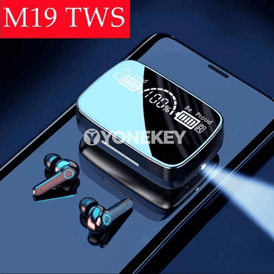 M19 TWS Simsiz Bluetooth Gulaklyklar, Sensorly, LED Ekranly, Mikrofonly