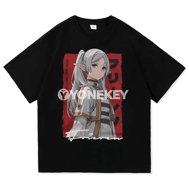 Frieren anime nusgaly cotton futbolka, ähli ölçegler
