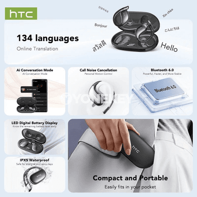 HTC NE57 Bluetooth açyk gulak naýşnikleri, AI terjime we HIFI ses